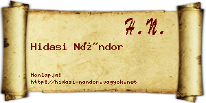 Hidasi Nándor névjegykártya